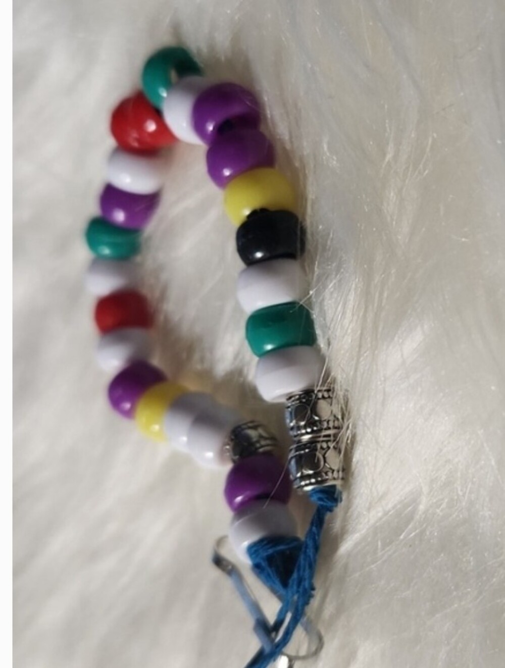 multicolor Beaded keychain - White, Purple, Green, Red, Yellow, Black
